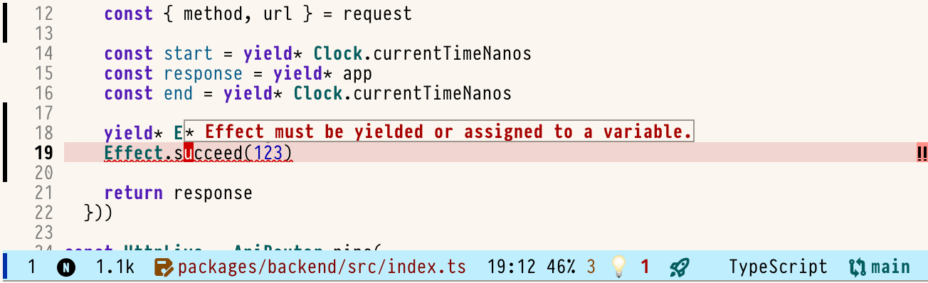 The effect-language-service in action in Emacs