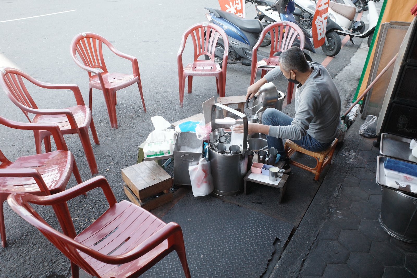 A person preparing almond tea