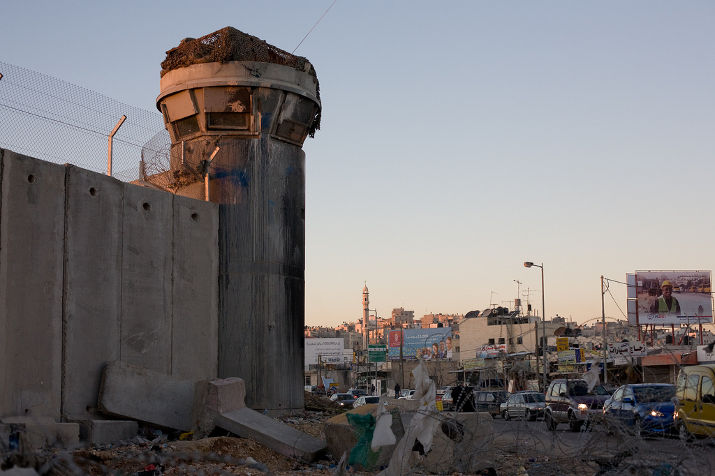 A watchtower at the Kalandia checkpoint between Israel and the West Bank